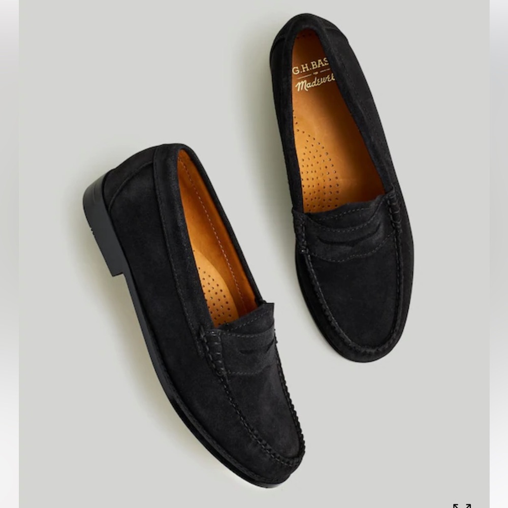 Madewell x G.H.BASS Whitney Weejuns® Penny Loafers in Black Suede New w/o box